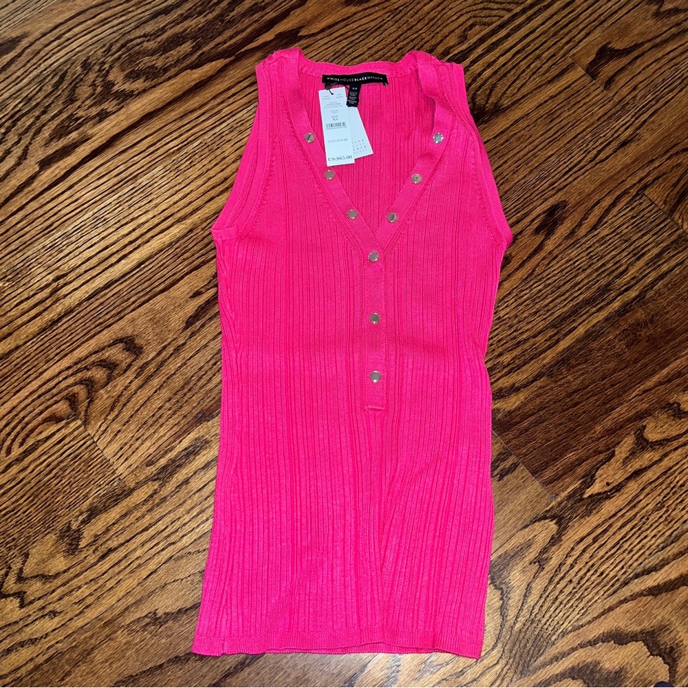 NWT (White House Black Market) Pink Sweater Snap Henley Tank